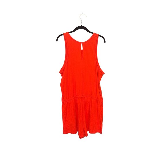Old Navy Women’s XL Sleeveless Red Romper Pockets Elastic Waist Casual Comfort - Picture 2 of 8